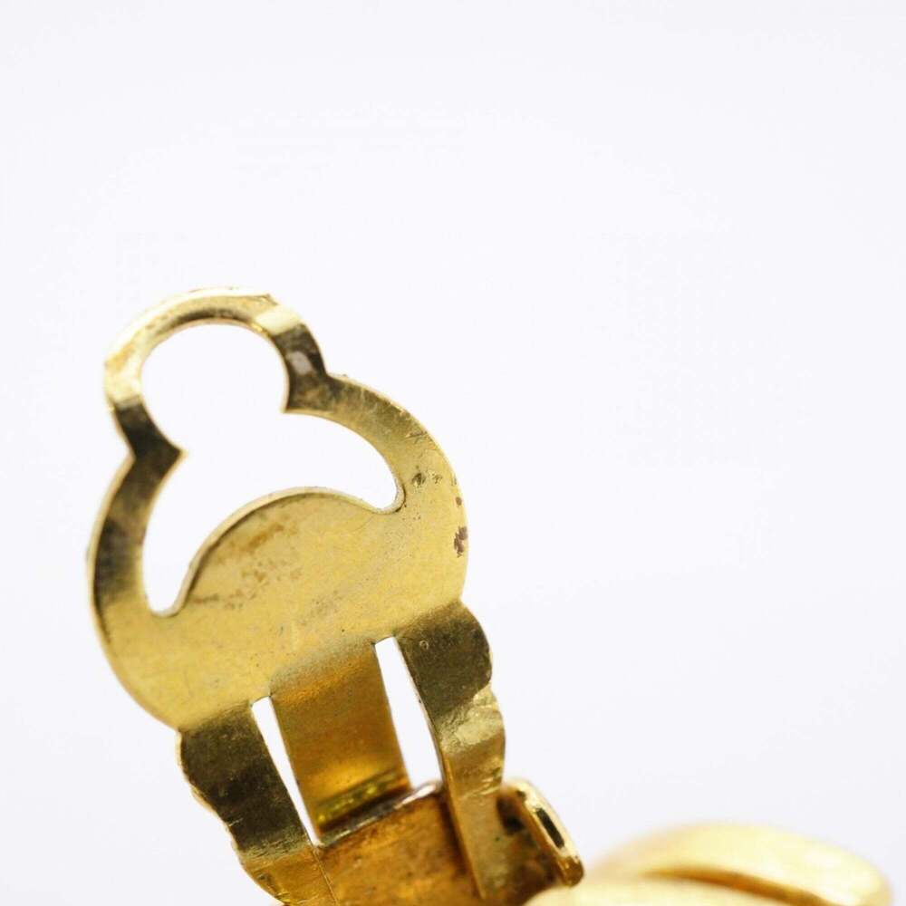 Chanel Earrings, Coco Mark Circle, GP Plated, Rhinestone, Gold, Women's - Picture 7 of 10
